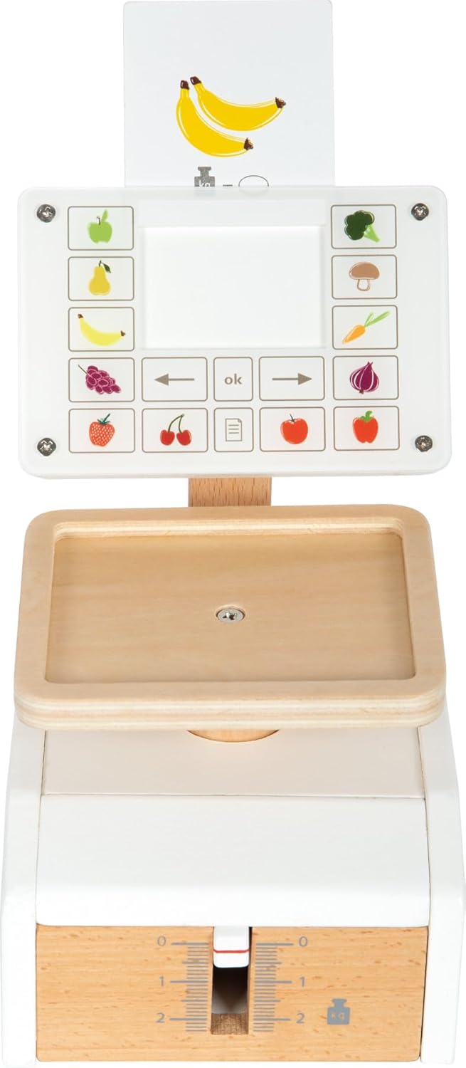 small foot Waage Fresh aus Holz, multifunktionales Zubehör für Kaufladen, Rollenspielzeug, ab 3 Jahr