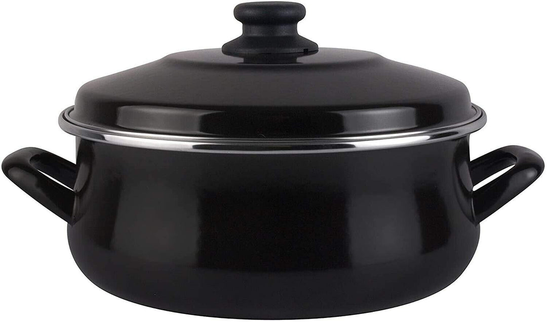 Magefesa emaillierter Schmortopf, 20 cm, schwarzer Stahl und Deckel, antihaftbeschichtet, 3 l, ofenf