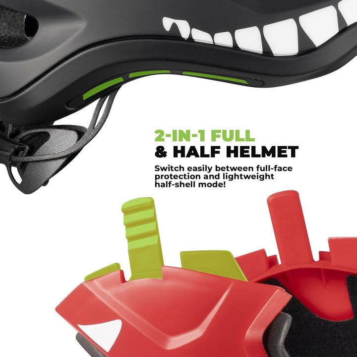 ROCKBROS Kinderhelm Integriert Fahrradhelm Kinder Jugend Fullface Helm mit Abnehmbarem Kinnschutz BM