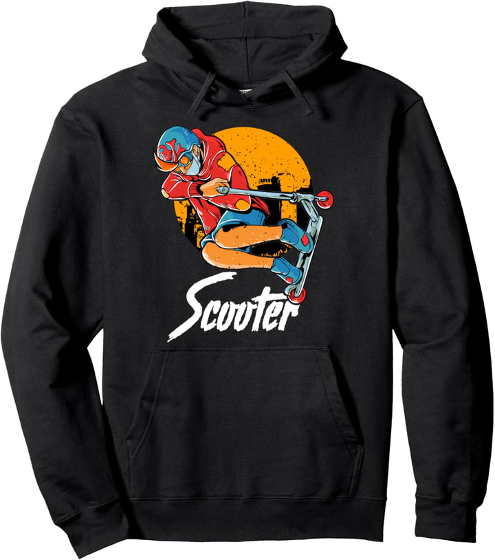 Cute & Funny Scooter Kid Riding Tricks Pullover Hoodie