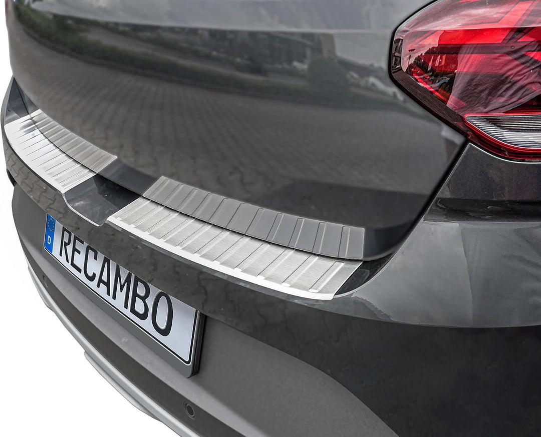 RECAMBO Ladekantenschutz Edelstahl matt gebürstet mit Textur - kompatibel für Dacia Sandero 3 - DJF