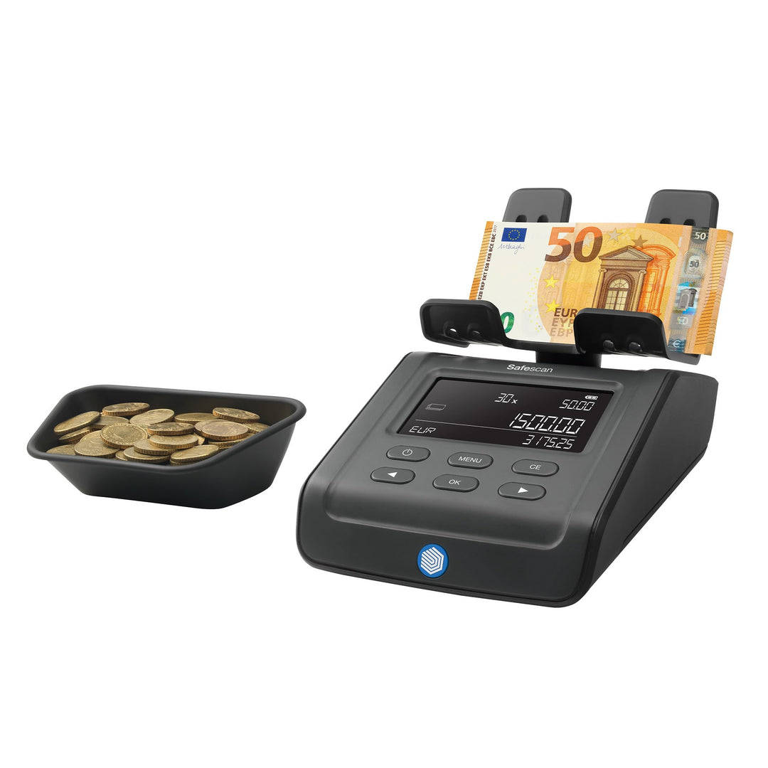 Safescan 6165 Geldzählmaschine, Wertzählung für Münzen und Banknoten, Vouchers und Chips - Münzzähle