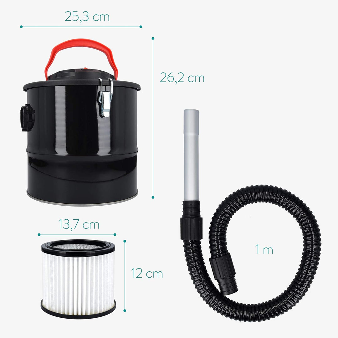 Navaris Aschesauger 10L mit Filter 800W - Asche Russ Staubsauger für Kamin BBQ Grill Ofen - Kaminsau