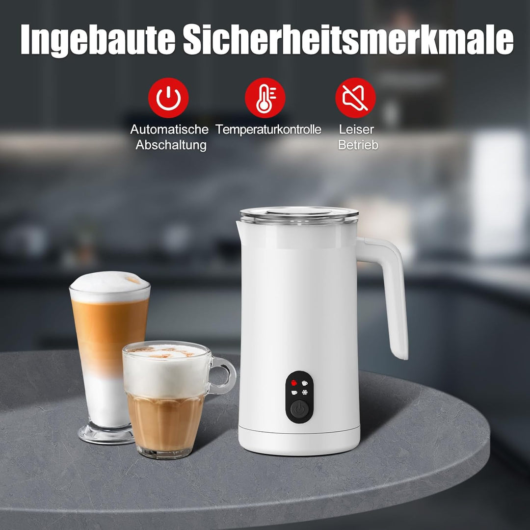 Milchaufschäumer, 400 ml Milchaufschäumer Elektrischer 4-in-1 für Heissen und Kalten Milchschaum, Au