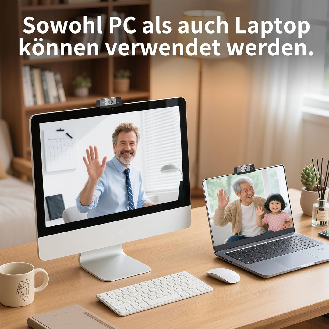 Diccik Webcam 4K, USB A Webcam mit 2 Mikrofon mit Rauschunterdrückung, Kamera PC, Schneller Automati