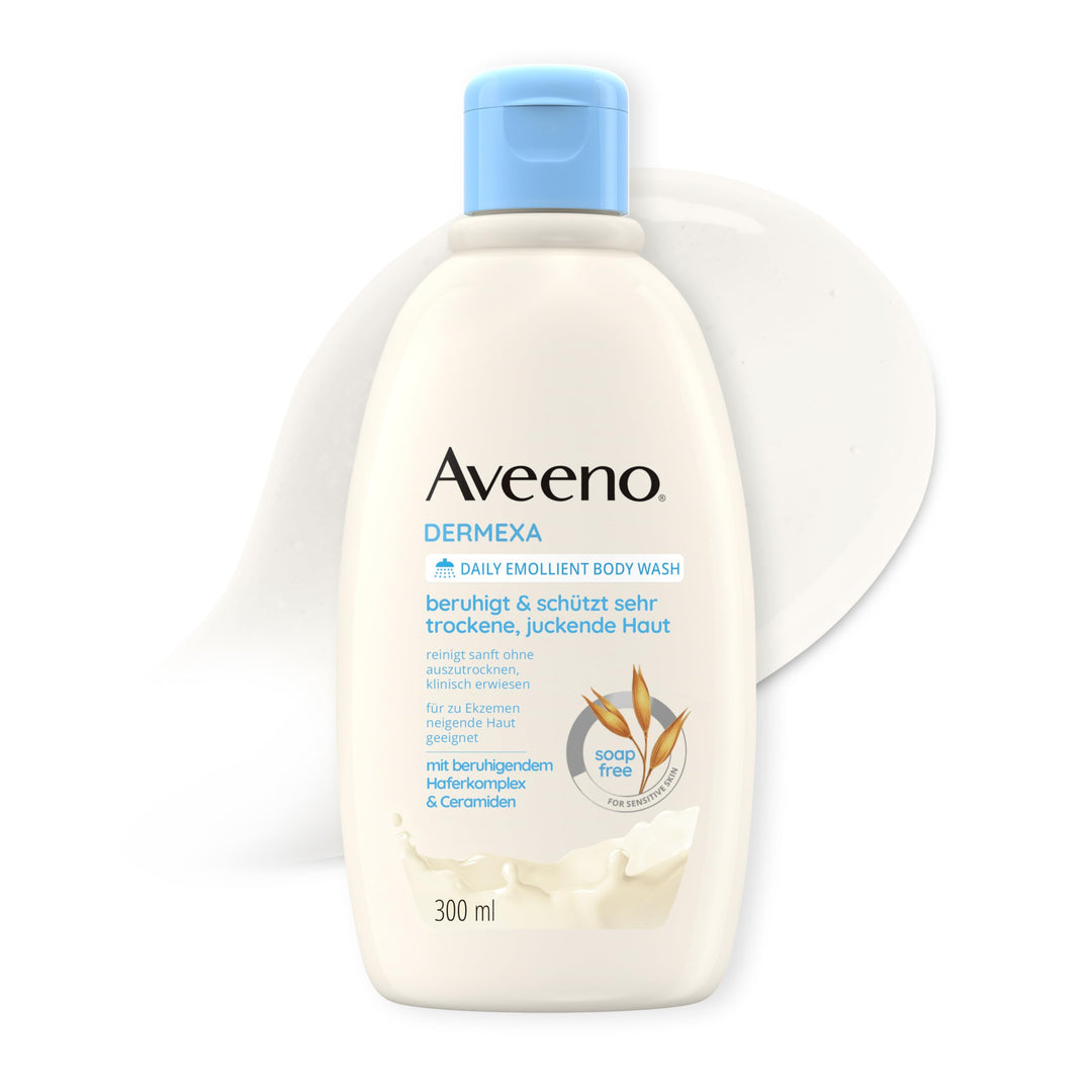 Aveeno Dermexa vegane Duschcreme seifenfreie Pflegedusche 300ml mit beruhigendem Haferkomplex für se