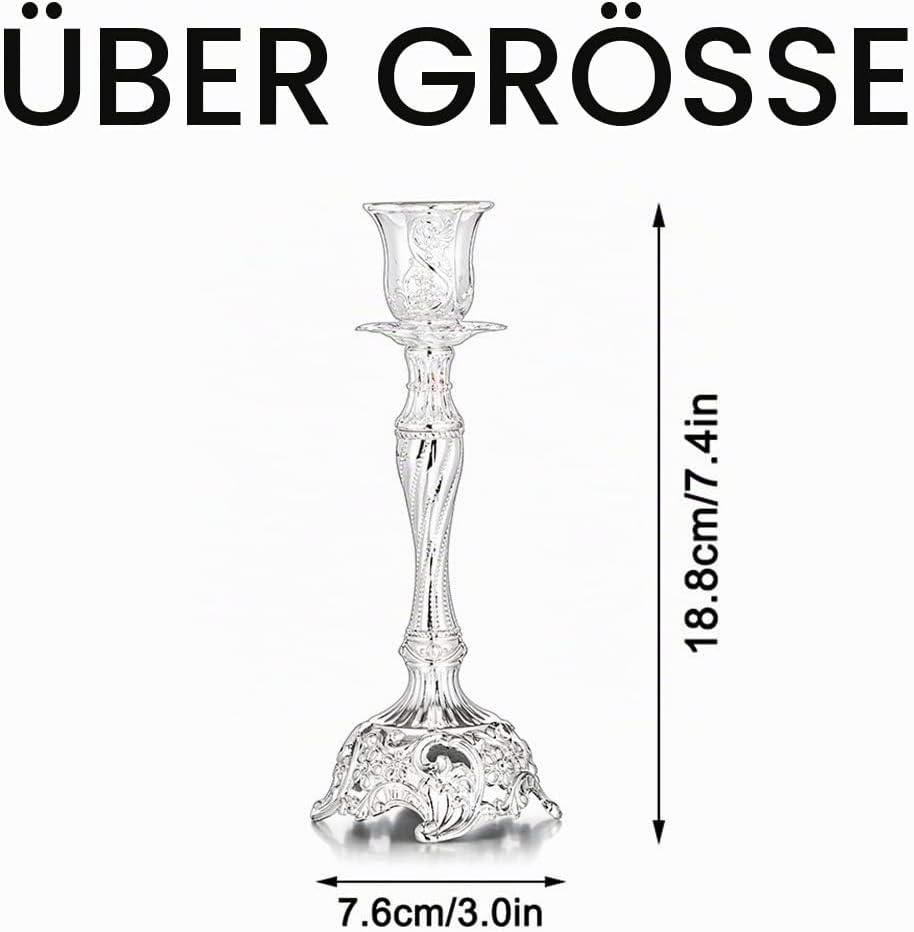 Sziqiqi 2er Set Kerzenständer Kerzenhalter Kerzenleuchter in Silber für schabbat Kerzen, Metall Deko