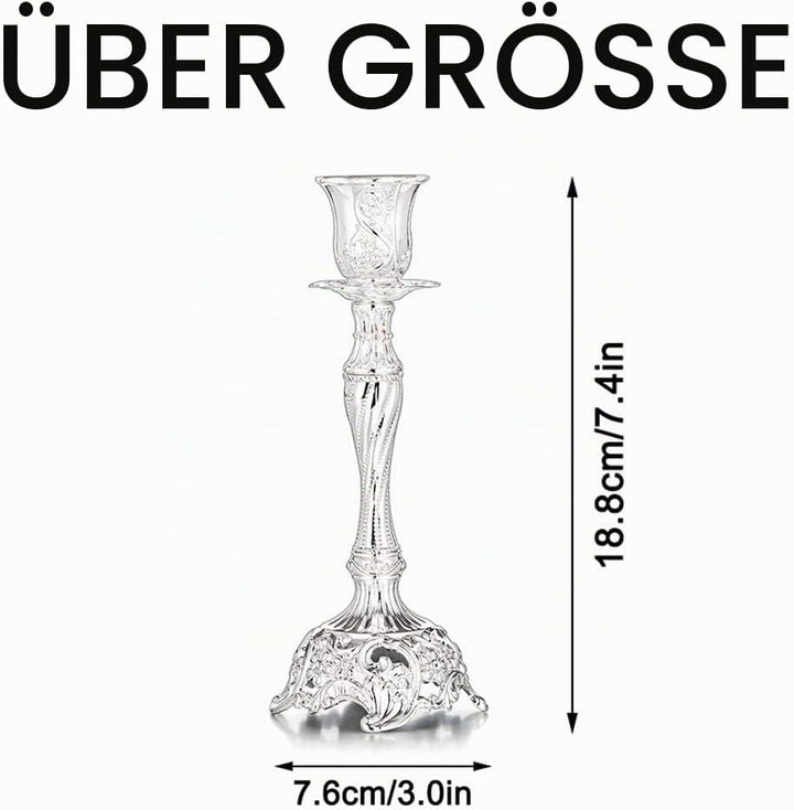 Sziqiqi 2er Set Kerzenständer Kerzenhalter Kerzenleuchter in Silber für schabbat Kerzen, Metall Deko