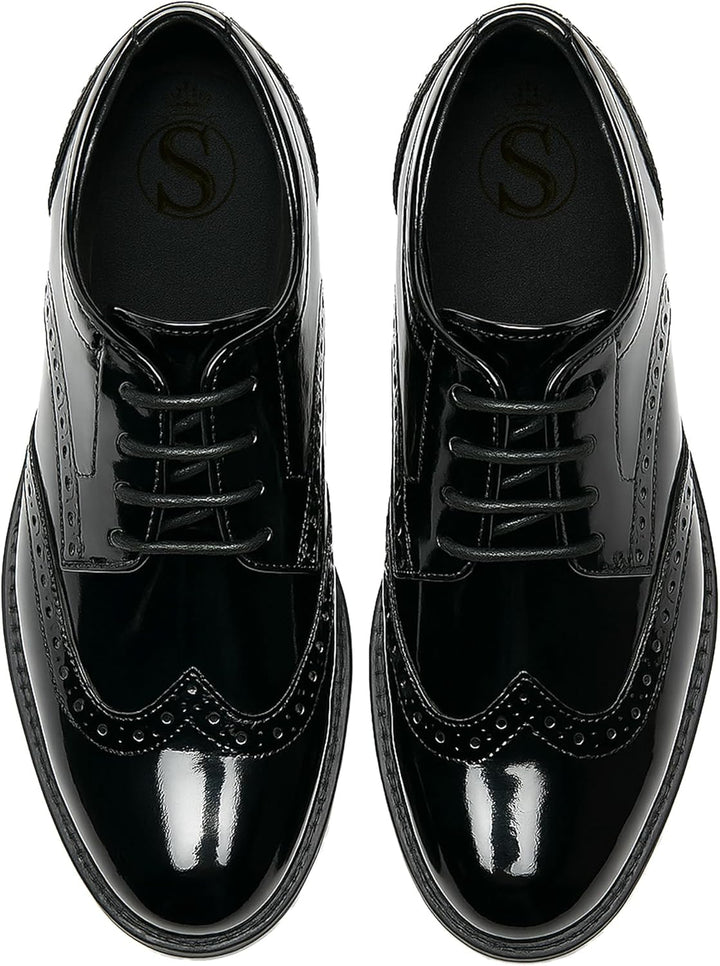 Jungen Kunstleder Lack Brogue Abendschuhe Schnürschuhe formelle Hochzeit Pagenkopf Schuhe 27 EU Lack