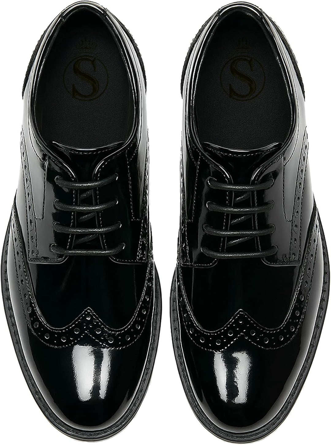 Jungen Kunstleder Lack Brogue Abendschuhe Schnürschuhe formelle Hochzeit Pagenkopf Schuhe 25 EU Lack