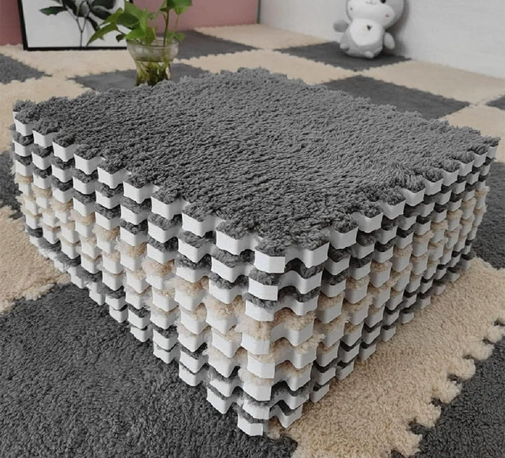 10 Stück 30 Cm/11,8 Zoll Plüschschaum-Bodenmatte, Schaumstoffquadrate-Bodenmatte für den Raumboden (