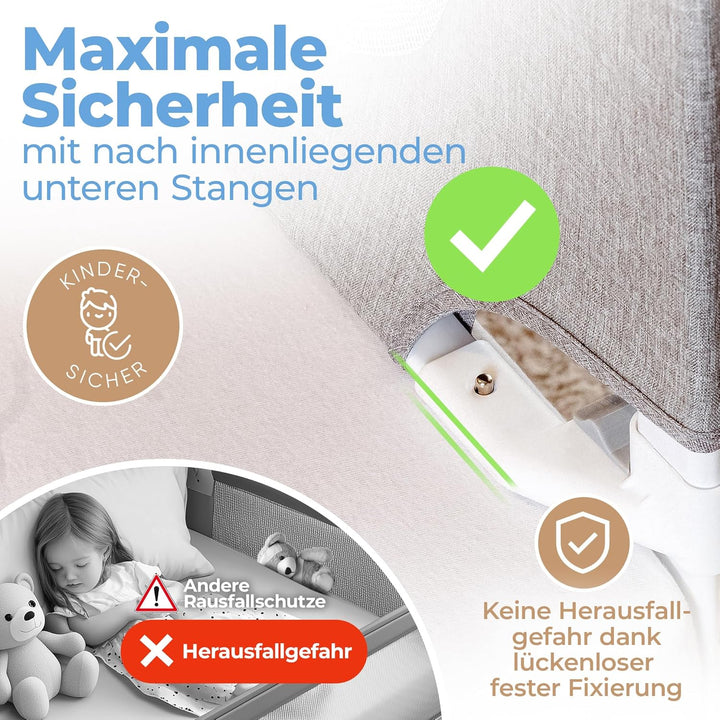 Rausfallschutz Bett (180cm) Labor geprüftes Bettgitter Bettschutzgitter [Eine Seite] mit Gurt für me