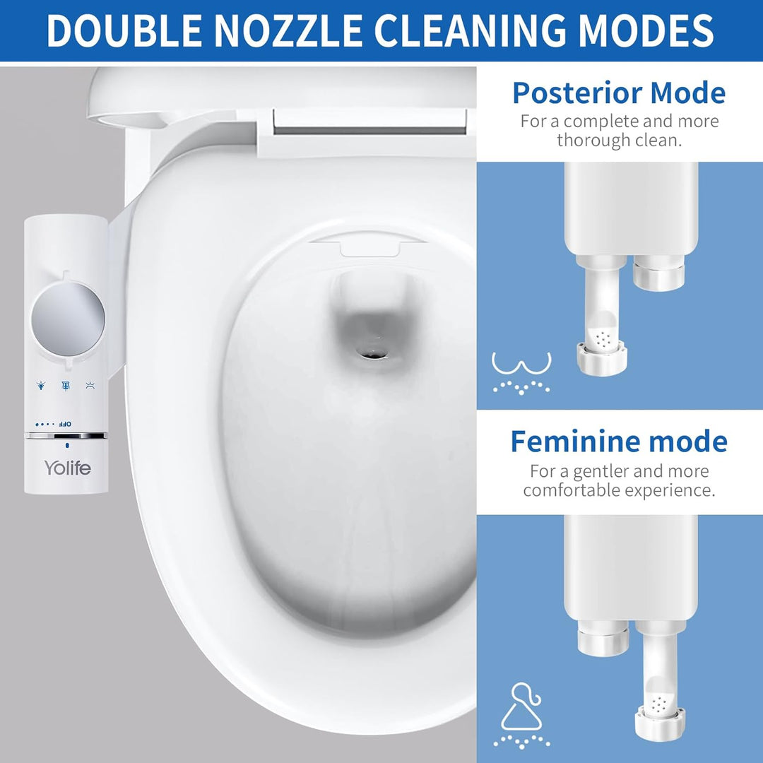 Yolife Bidet, Ultra-Slim Bidet-Aufsatz für Toilette mit Nicht Elektrischer Selbstreinigender Doppeld