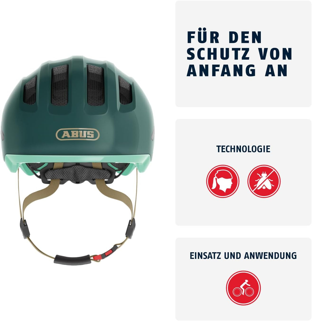 ABUS Kinderhelm Smiley 3.0 ACE LED - Fahrradhelm mit Licht - tiefe Passform & Platz für einen Zopf -