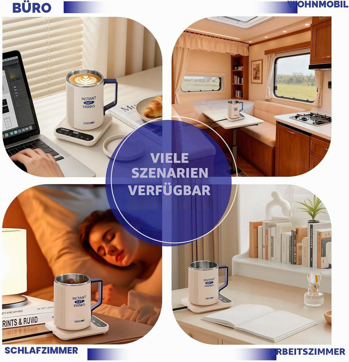 MIKMOK Elektrischer Tassen-Wasserkocher 400ml 300W Edelstahl 304 | Regelbare 40–100°C LED-Temp, Disp