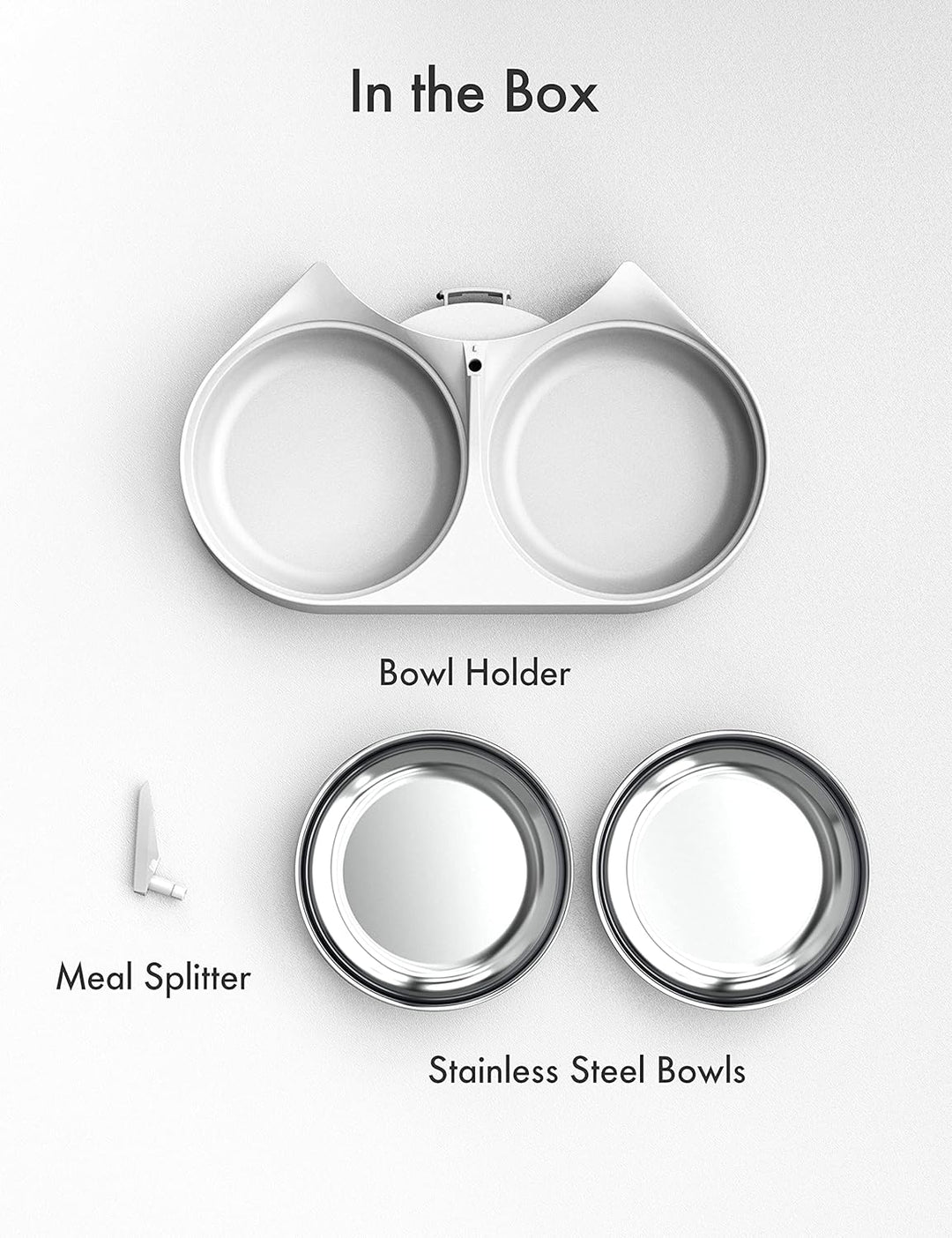 PETLIBRO Haustiernahrung Splitter mit Edelstahlnäpfen, Automatischer Katzenfutterspender für Zwei Ka