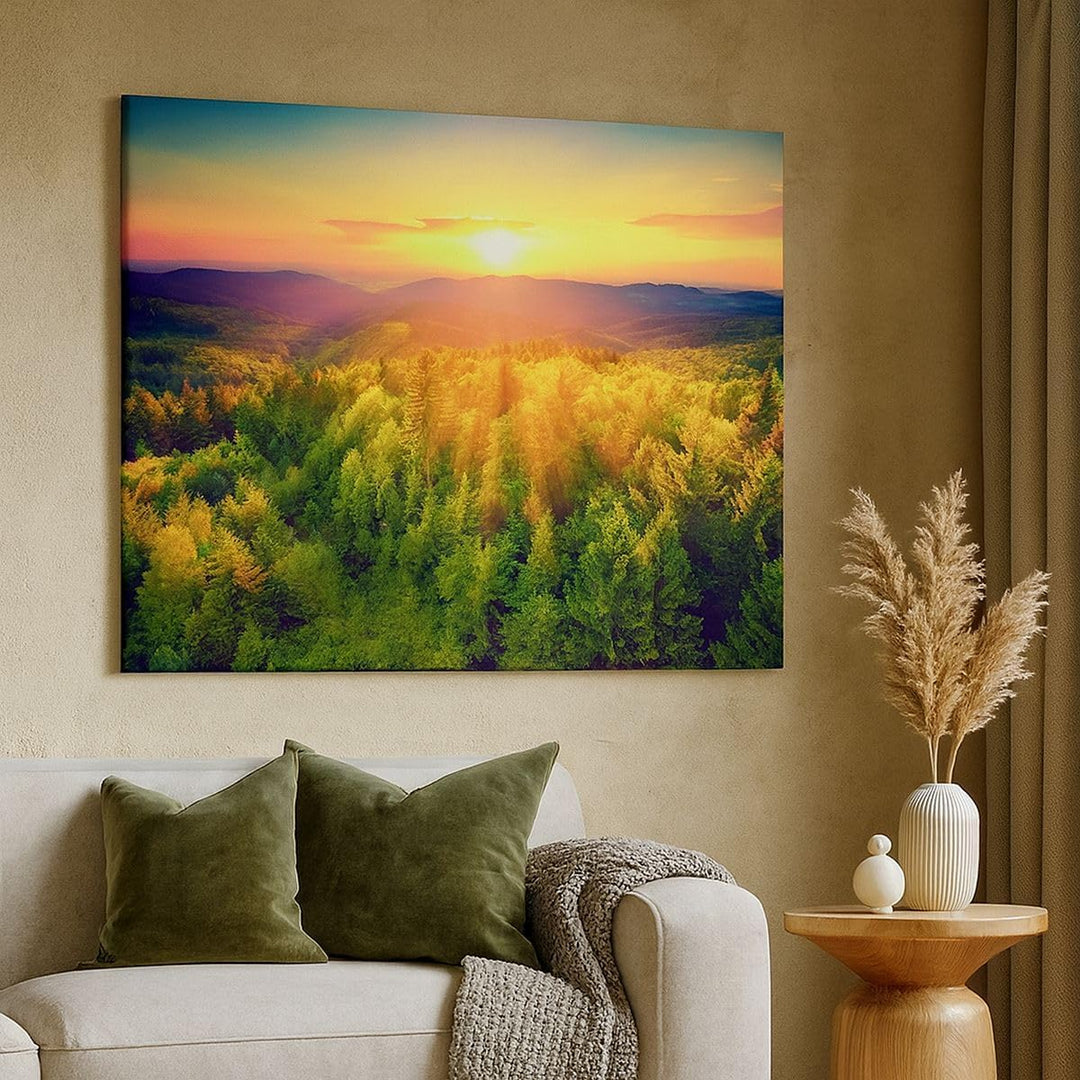 ARTTOR Bilder auf Leinwand Berge Natur Leinwandbild mit Rahmen 70x50cm Wandbilder Dekoration Wohnzim