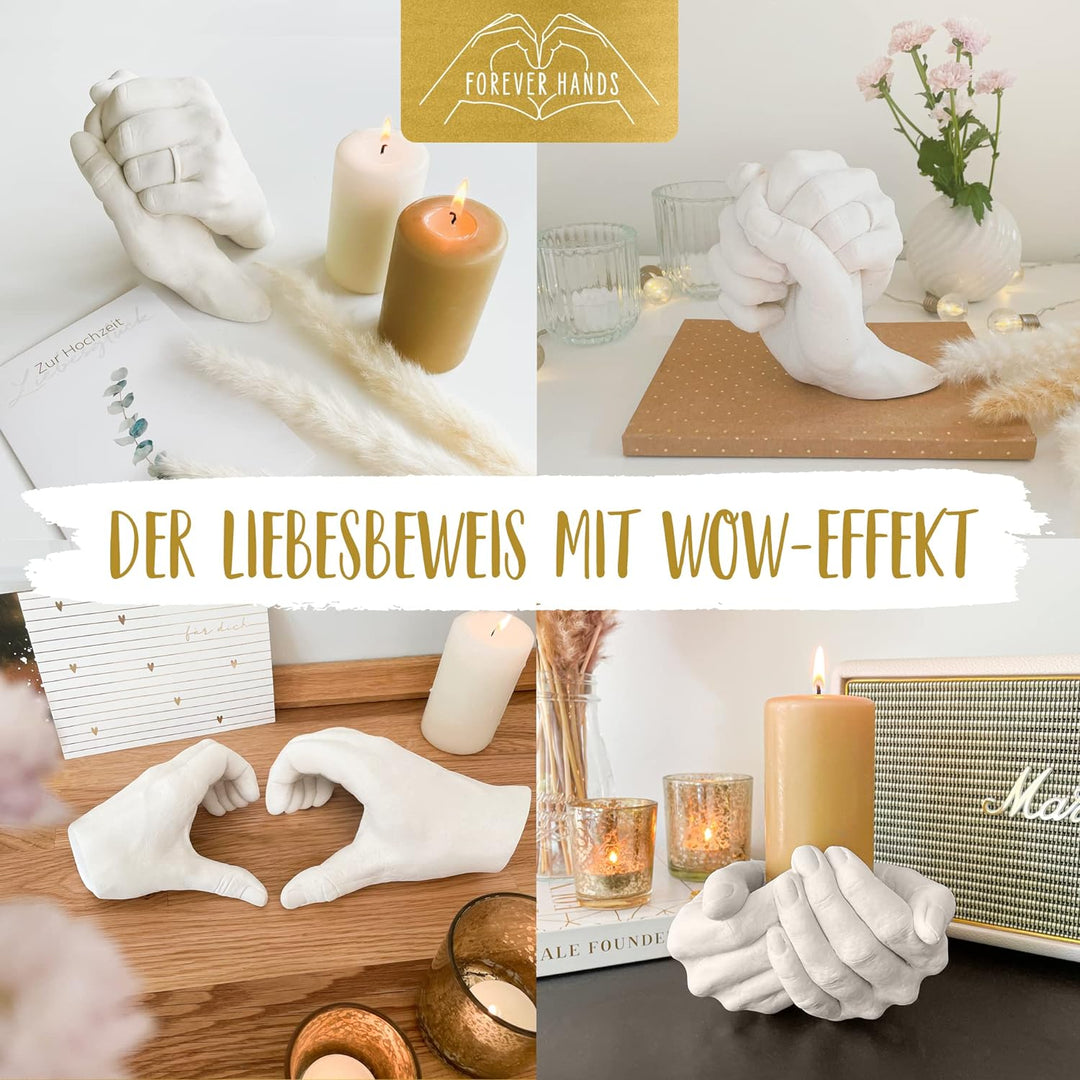EasyCrafts Handabdruck Set für Paare - DIY Handabdruck-Set - 3D Hände-Gipsabdruck für Paare - kreati