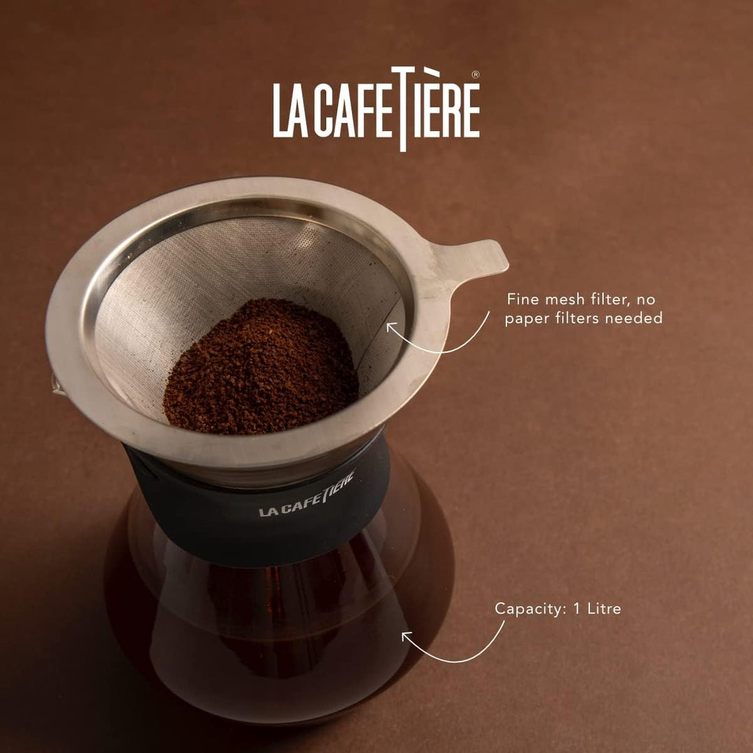 La Cafetière Glaskaraffe und Kaffeetropfer-Set, 3 Tassen, in Geschenkbox