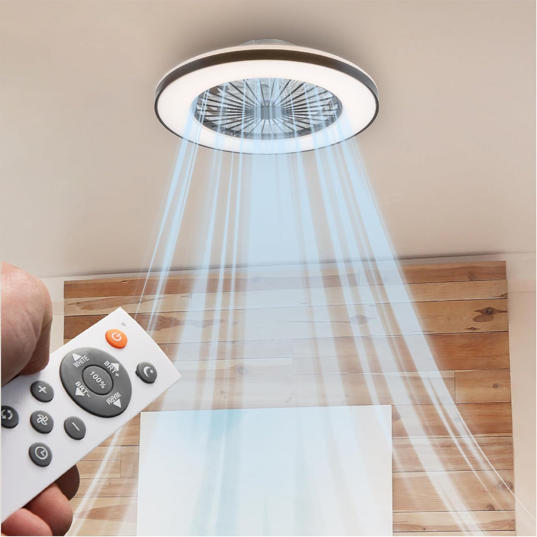 Proventa Deckenventilator mit Beleuchtung 45W - Ø 48cm, dimmbare LED Deckenleuchte mit Ventilator, w