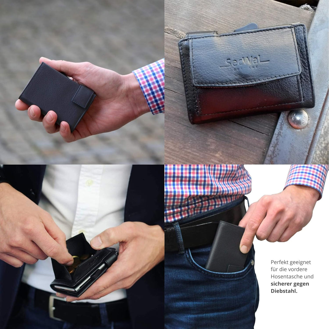 SecWal Kartenetui mit Münzfach Reissverschluss (Blau), Blau