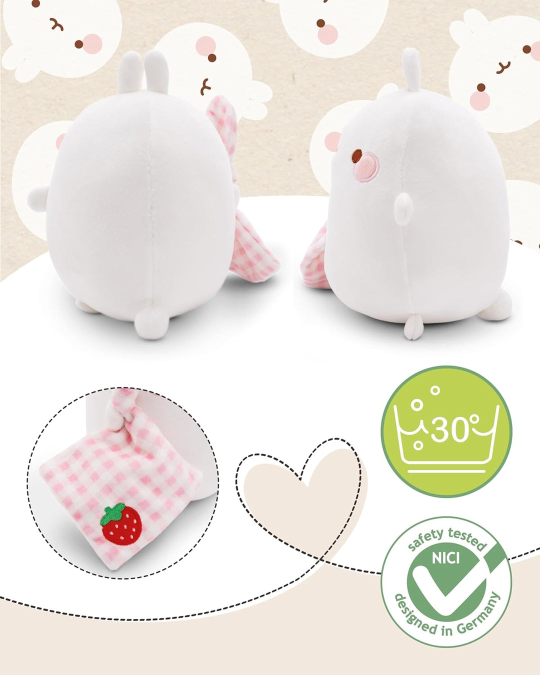 NICI MOLANG Kuscheltier 20 cm mit Schmusetuch Baby Einschlafhilfe - Niedliches Stofftier und Schnuff