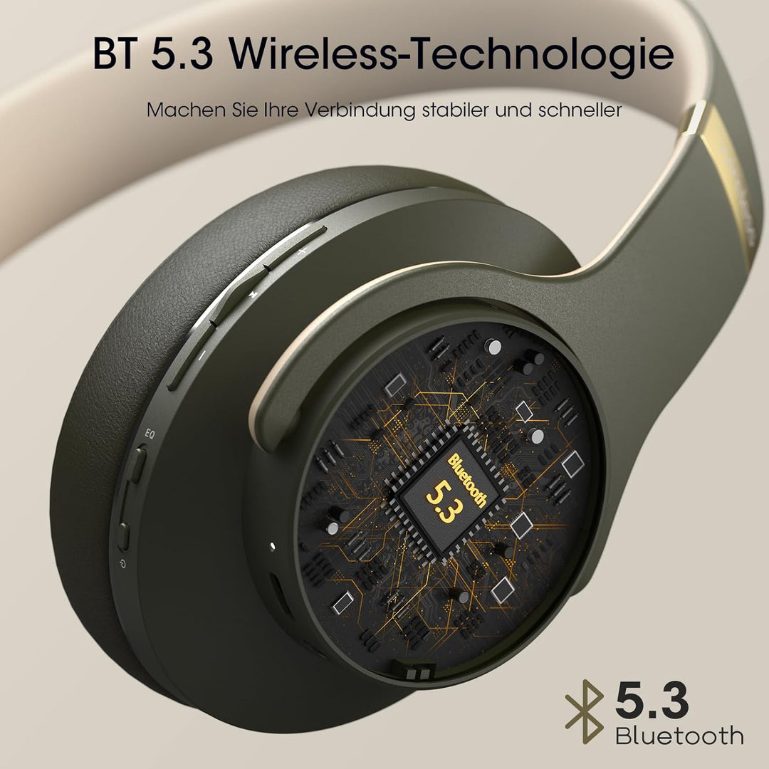 DOQAUS Bluetooth Kopfhörer Over Ear, [Bis zu 90 Std] Kabellose Kopfhörer mit 3 EQ-Modi, HiFi Stereo