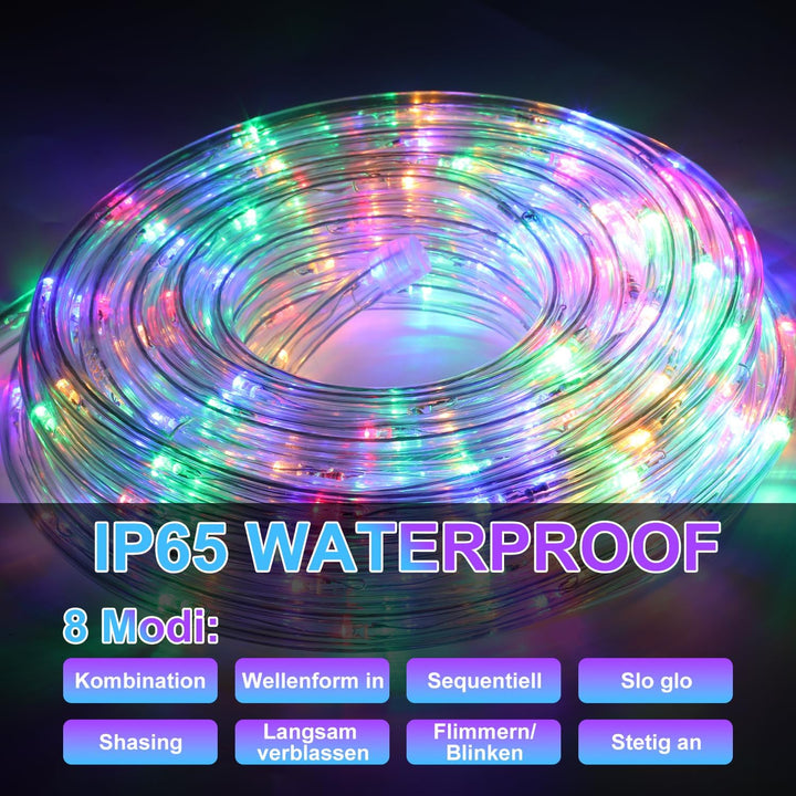 Jopassy LED Lichterschlauch Aussen, 20m 480 Lichtschlauch aussen Wasserfest LED Schlauch Lichterkett