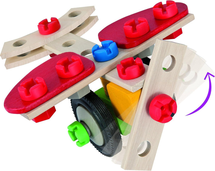 Eichhorn 100039012 - Constructor Motorrad, 40-TLG., Holz-Konstruktions-Set, 2 Verschiedene Modellvar