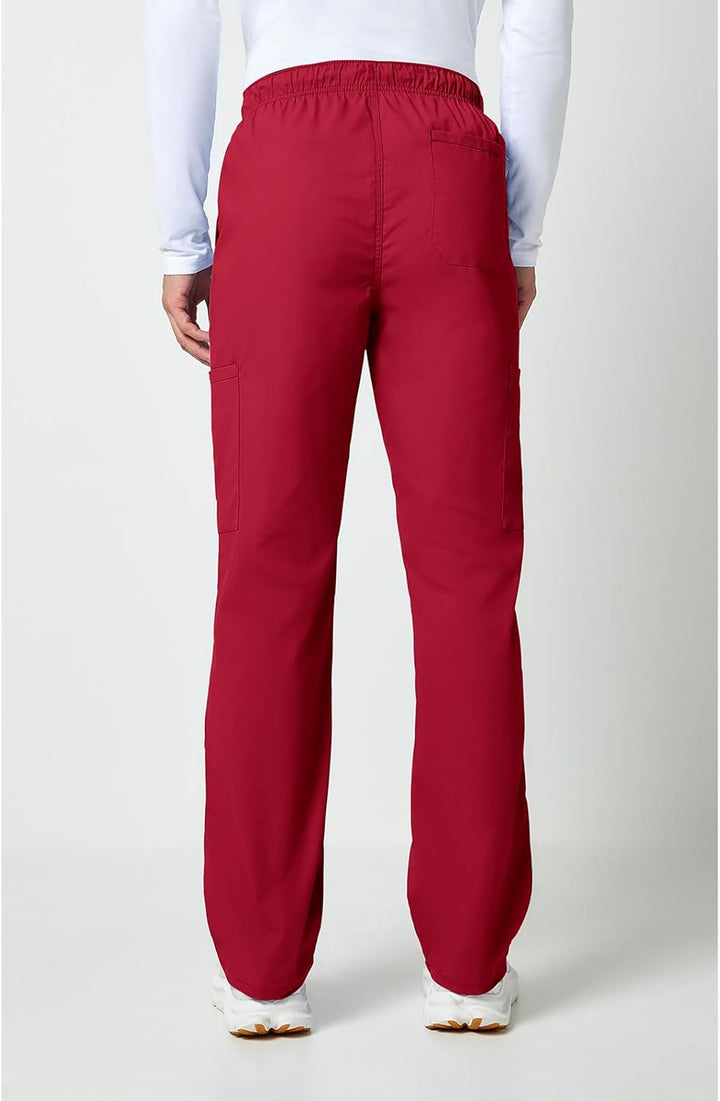 Workwear Professionals Men Scrubs Pant Tapered Leg Fly Front Cargo WW190 XS Kurz Rot/Ausflug, Einfar