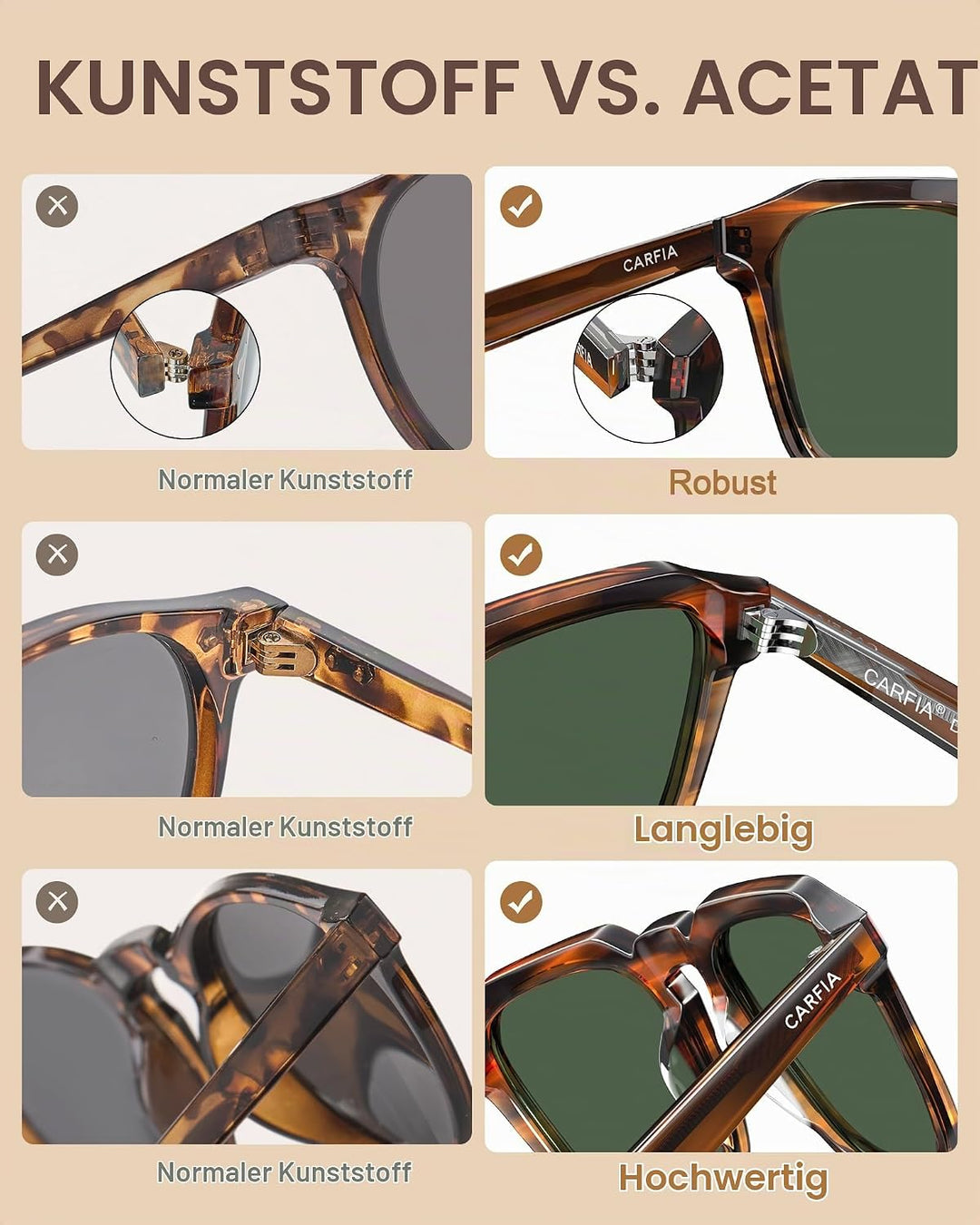 CARFIA Kleine Sonnenbrille Herren Polarisierte Fahrenbrille mit UV-Schutz für Schmale Gesichter/Juge