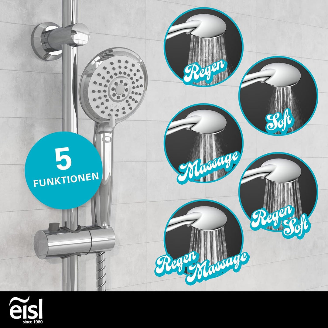 EISL Duschset SOMMERREGEN, Duschgarnitur mit Regendusche (Ø 220 mm) und Handbrause 3 Strahlarten, id