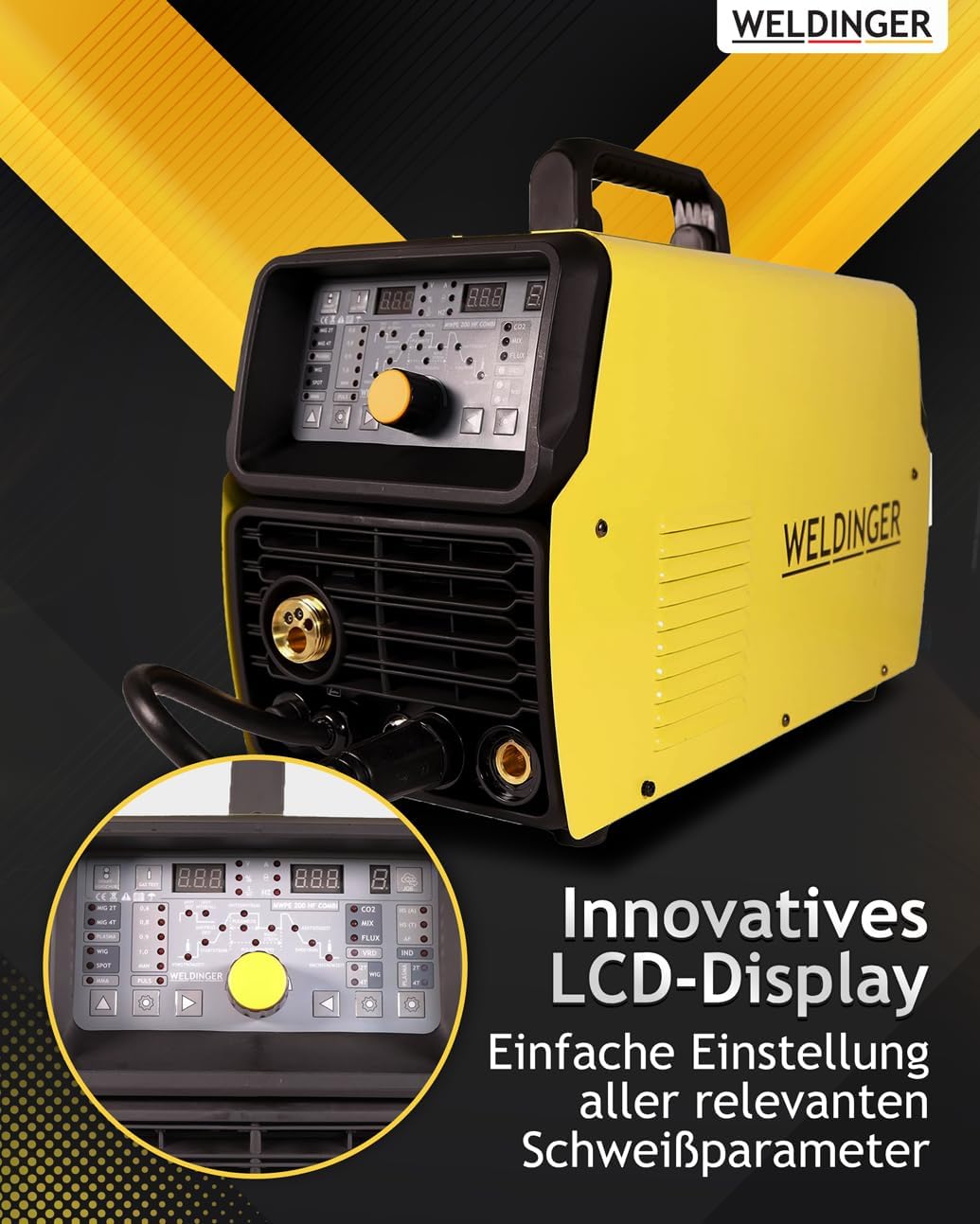 WELDINGER Kombischweissinverter MWPE 200 HF COMBI HF-Zündung MIG MAG DC-WIG Plasmaschneider MMA Schw