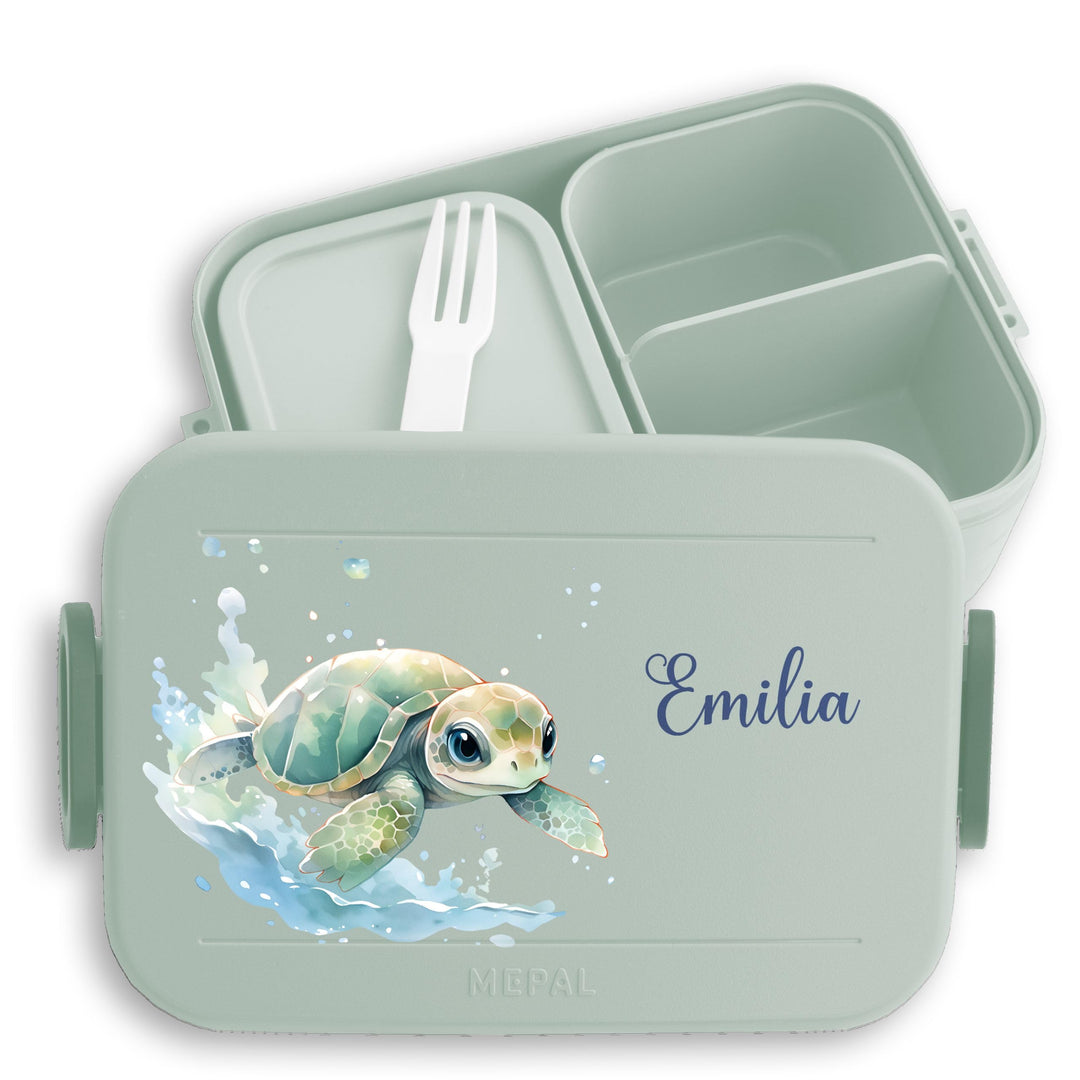 Kinder Bento Box Midi Lunchbox für Mepal Bentobox - Schildkröte Panzertier - 900 ml - Sage Grün - br