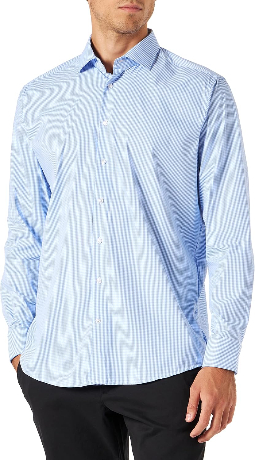 Seidensticker Herren Business Hemd - Regular Fit - Kent Kragen - Langarm - Stretch 38 Hellblau, 38 H
