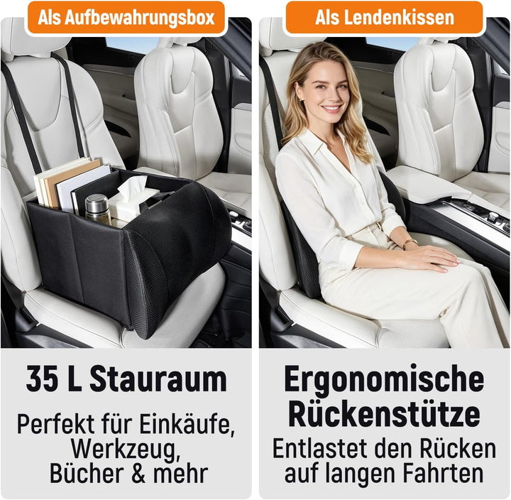 2-in-1 Klappbarer Kofferraum-Organizer mit Lendenkissen-Funktion - Robuste faltbare Box als Sitz- un