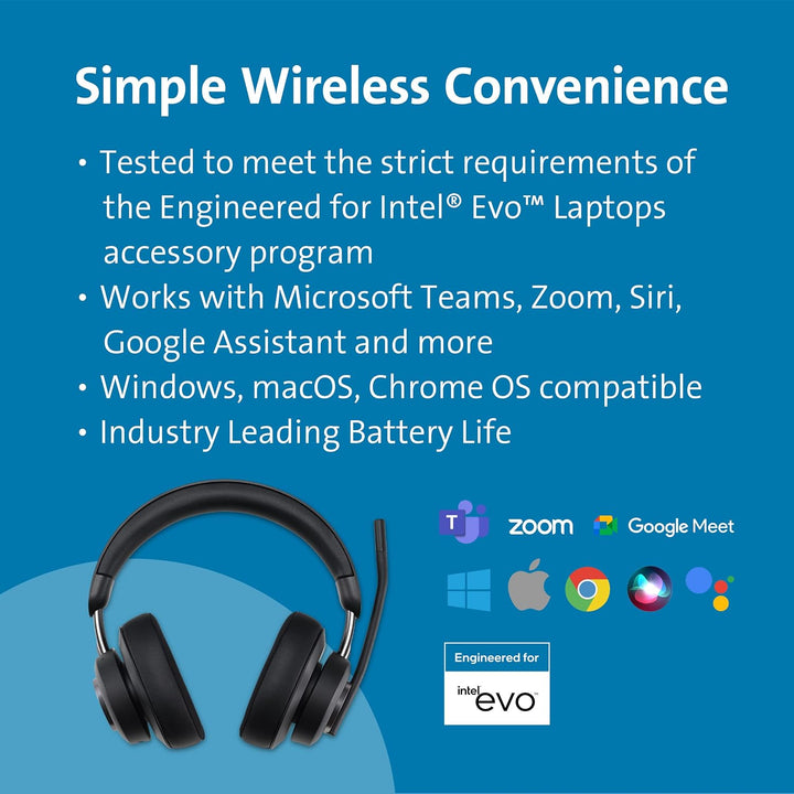 Kensington H3000 Over-Ear Bluetooth Kopfhörer mit Mikrofon, Windows- und Mac-kompatibles kabelloses