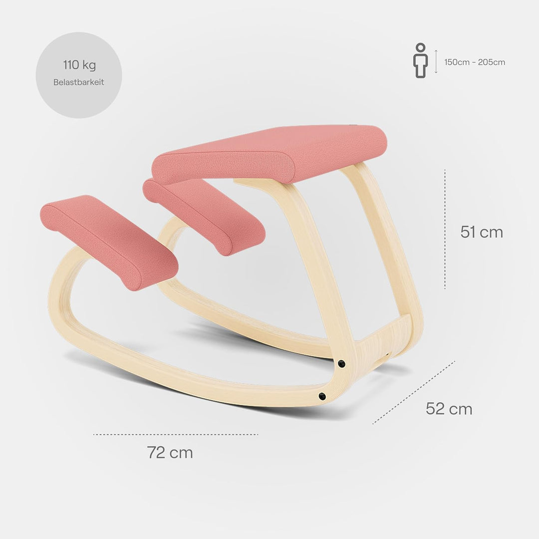 Varier Variable Balans Ergonomischer Stuhl Holz Natur/Rosa Bewegung Haltung Büro Home Office Lernen