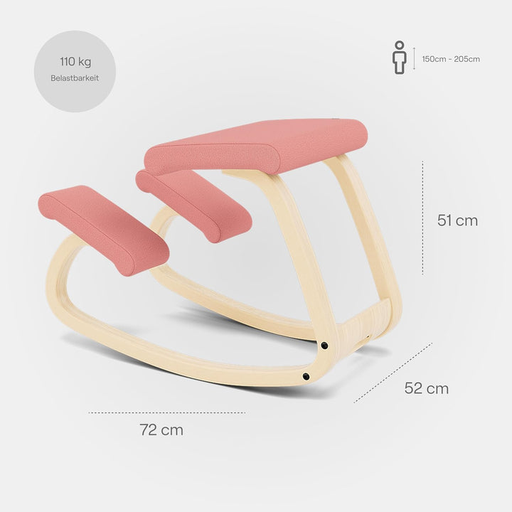 Varier Variable Balans Ergonomischer Stuhl Holz Natur/Rosa Bewegung Haltung Büro Home Office Lernen