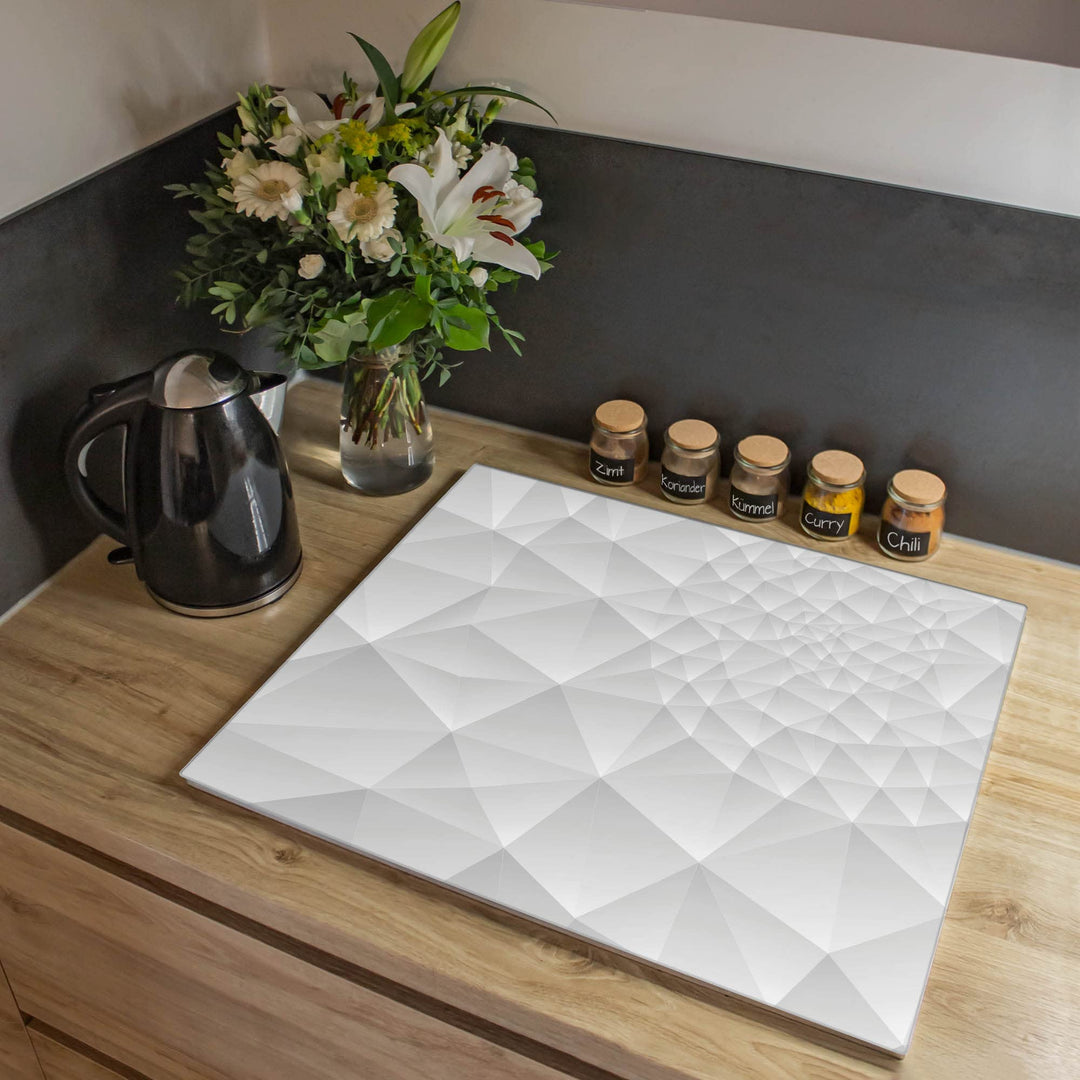 banjado® Herdabdeckplatte Glas 1-teilig 60x52 cm/Schneidebrett Herdabdeckung mit Motiv Nautilus/Herd