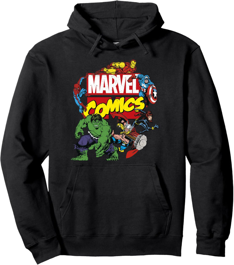 Marvel Comics Avengers Group Shot Around Logo Poster Pullover Hoodie