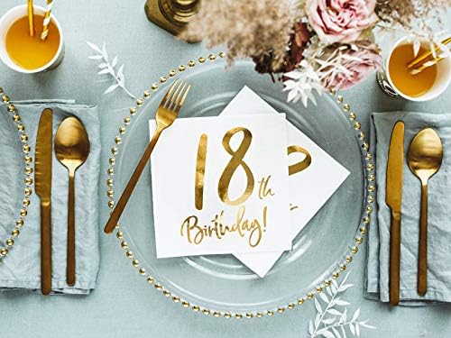 Playflip Party Geschirr 18. Geburtstag Gold Partyset Einweggeschirr 18 Jahre Teller Becher Serviette