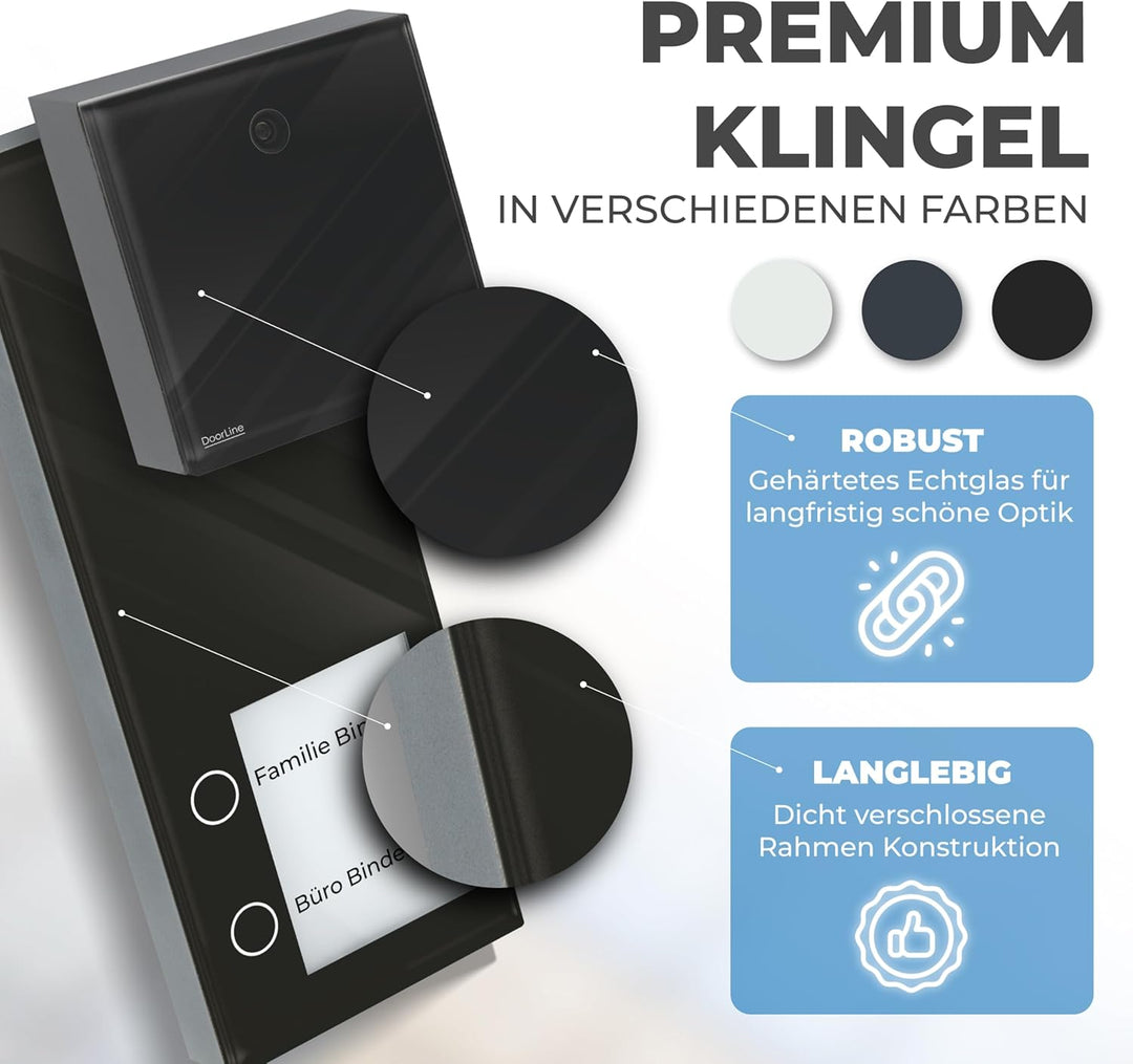 DOORLINE® Video Türklingel mit Kamera kabellos [kompatibel mit Fritz!Box + App-Steuerung] schwarz |