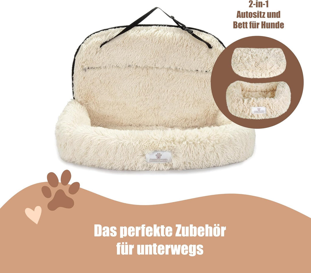 Pfoten&amp;Nasen® 2-in-1 Hunde Autositz &amp; Bett – Orthopädisch, Rückbank-Hundesitz für grosse &amp; kleine Hu