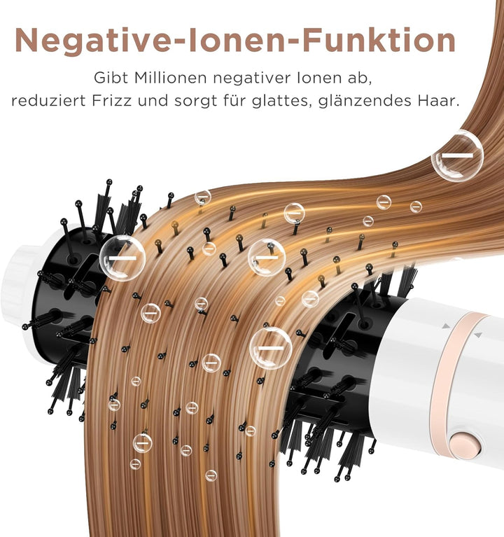 5-in-1 Airstyler & Lockenstab, PARWIN PRO BEAUTY Ionen Föhn Stylingbürsten, 5 Aufsätze Rundbürstenfö