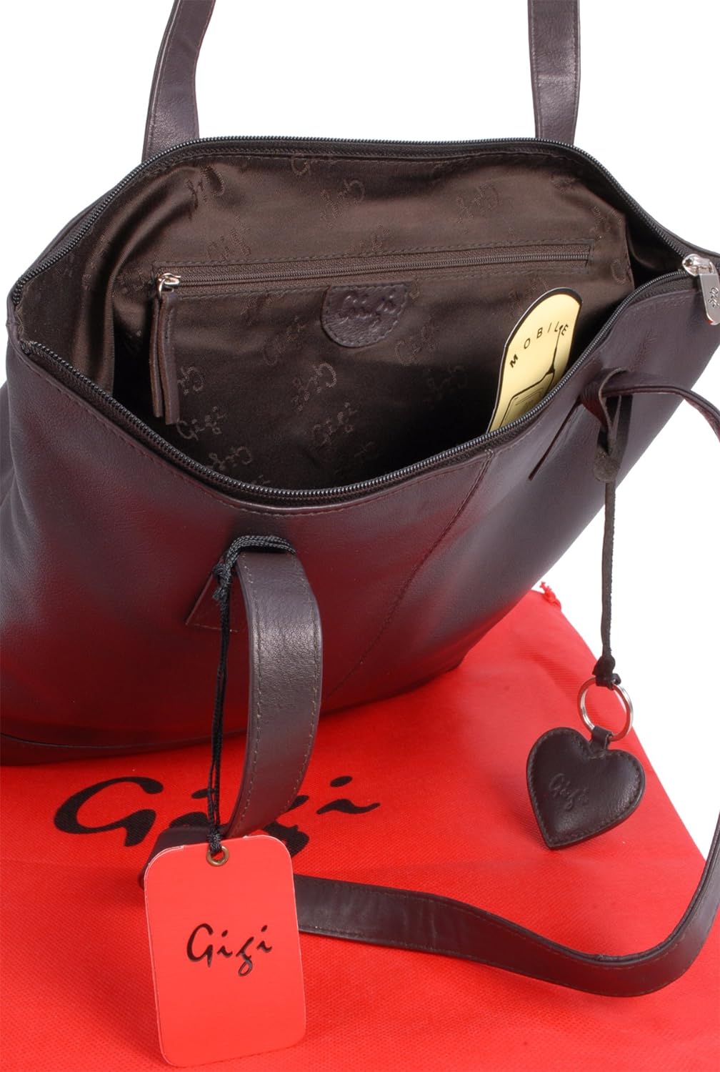 Gigi - Leder - Damenhandtasche/Schultertasche/Tote - OTHELLO 9101" Dunkelbraun, Dunkelbraun