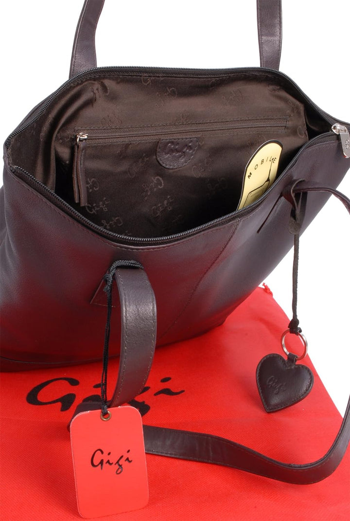 Gigi - Leder - Damenhandtasche/Schultertasche/Tote - OTHELLO 9101" Dunkelbraun, Dunkelbraun