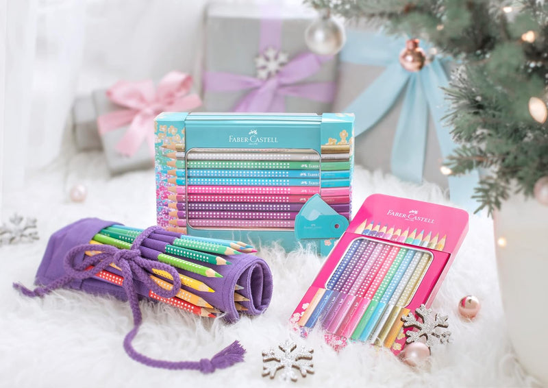 FABER-CASTELL 201641 - Geschenkset Sparkle, 20 Buntstifte und eine Sleeve Spitzdose Mini Bunt 1 stüc