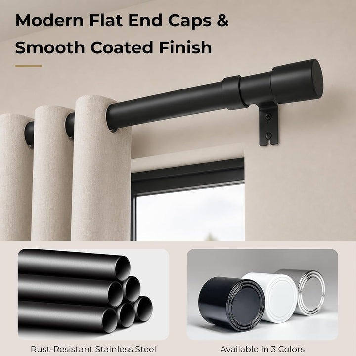 Vorhangstange Weiss Gardinenstange Ausziehbar Curtain Rod aus Edelstahl Verstellbare Gardinen Stange