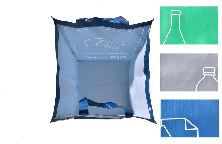 Wiederverwendbare Recycling-Taschen, 3er-Pack Innen- und Aussenbereich Mülltrennung, Wasserdichte Ab